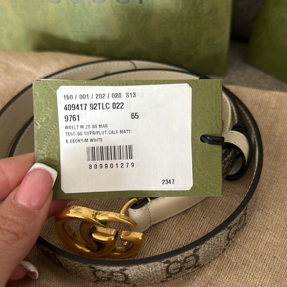 NWT GUCCI belt sz 65 (00) 22 inches b. Ebony/m white - Picture 3 of 5